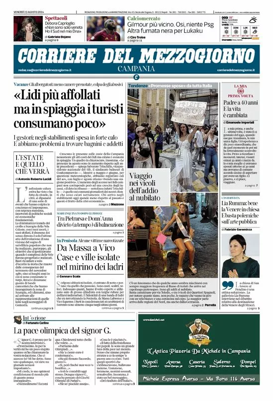 Prima-pagina-corriere del mezzogiorno-del-2024-08-23